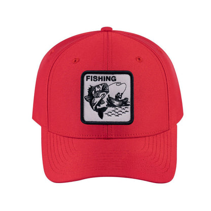 Fishing V2 6-Panel Baseball Cap with Red front and Red back