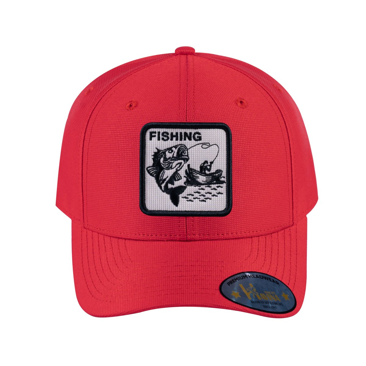 Fishing V2 6-Panel Baseball Cap with Red front and Red back