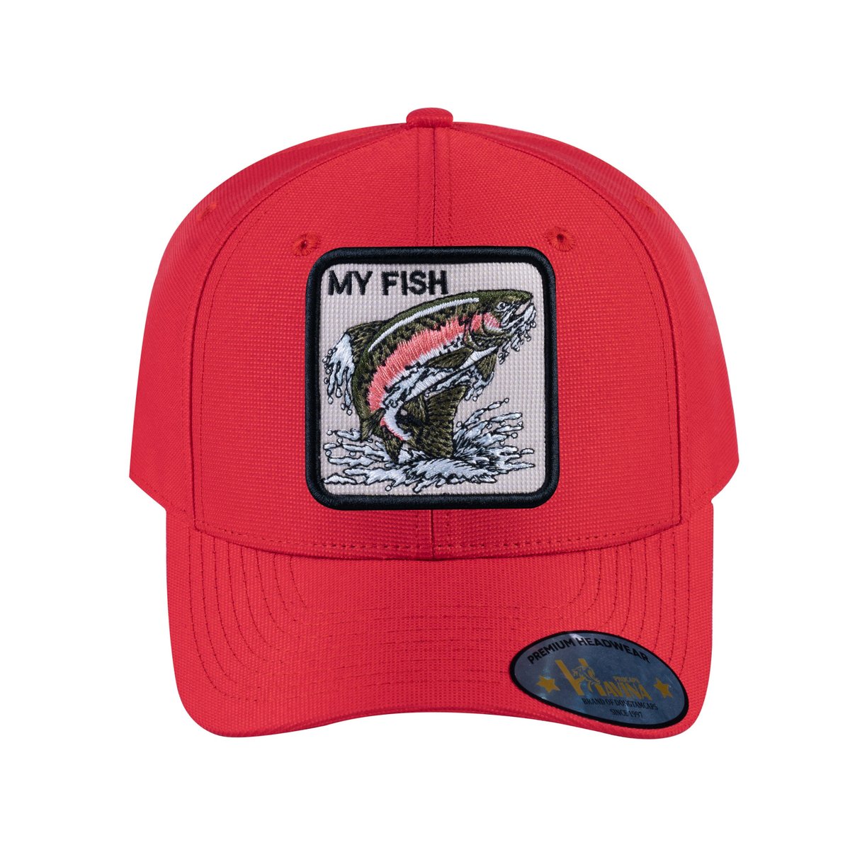 Salmon V2 6-Panel Baseball Cap with Red front and Red back