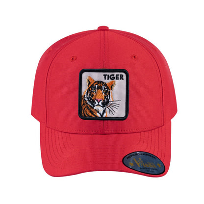 Tiger V2 6-Panel Baseball Cap with Red front and Red back