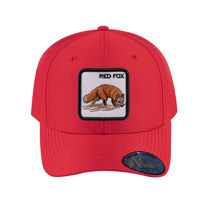 Red Fox V2 6-Panel Baseball Cap with Red front and Red back