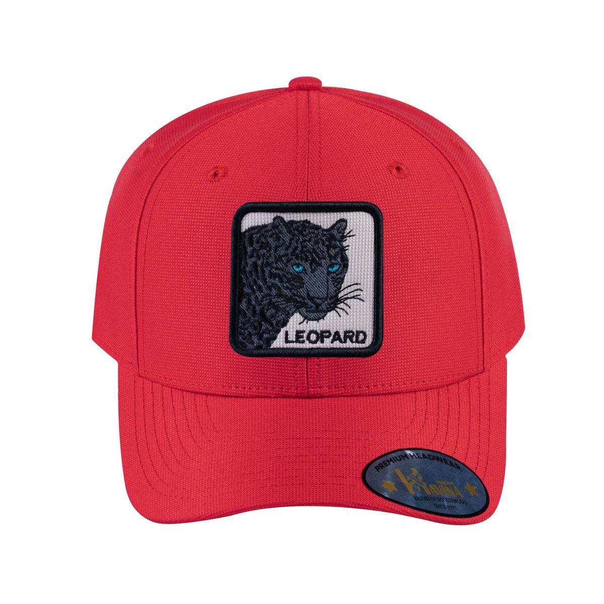 Leopard V2 6-Panel Baseball Cap with Red front and Red back