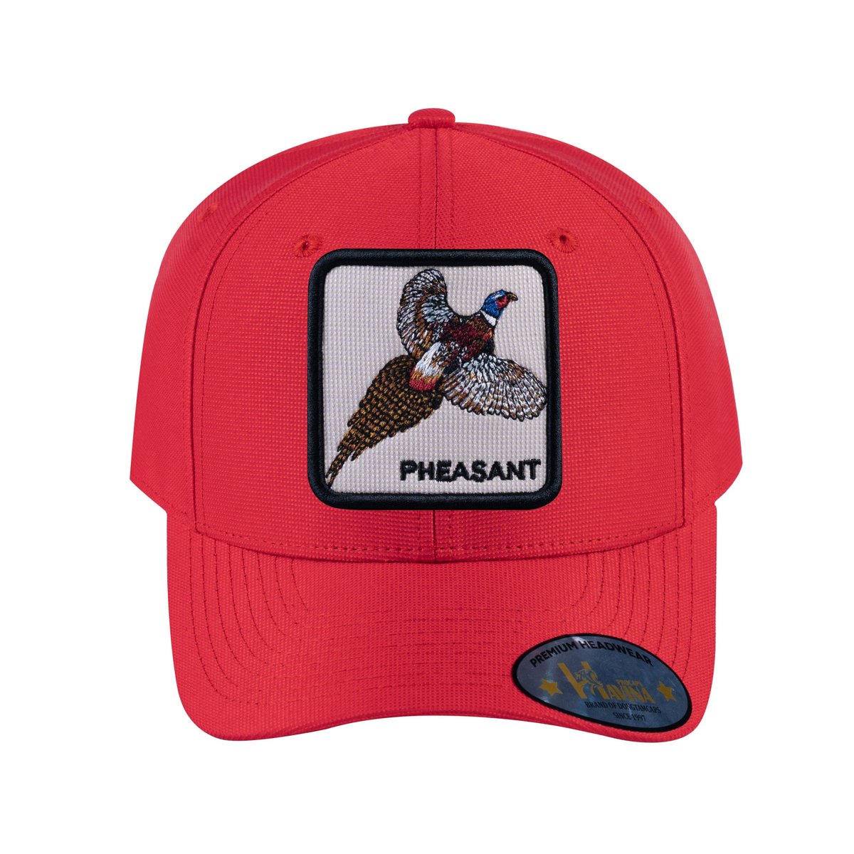 Pheasant V2 6-Panel Baseball Cap with Red front and Red back