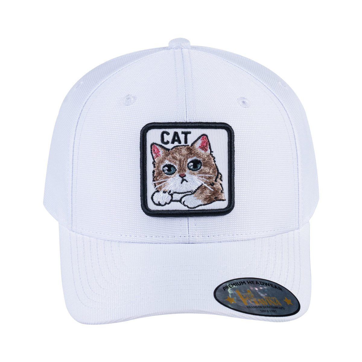 Cat V2 6-Panel Baseball Cap with White front and White back