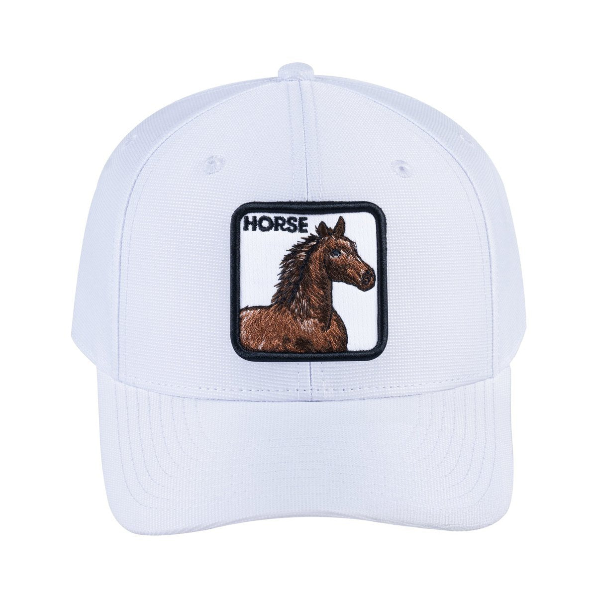Horse V2 6-Panel Baseball Cap with White front and White back