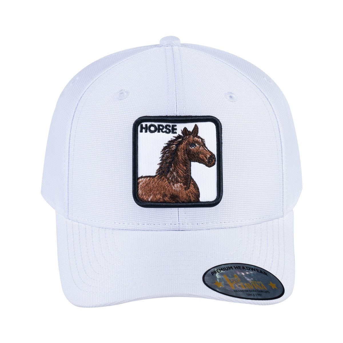 Horse V2 6-Panel Baseball Cap with White front and White back