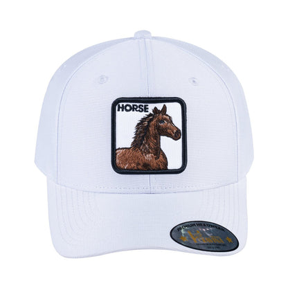 Horse V2 6-Panel Baseball Cap with White front and White back