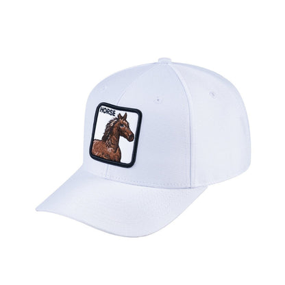 Horse V2 6-Panel Baseball Cap with White front and White back