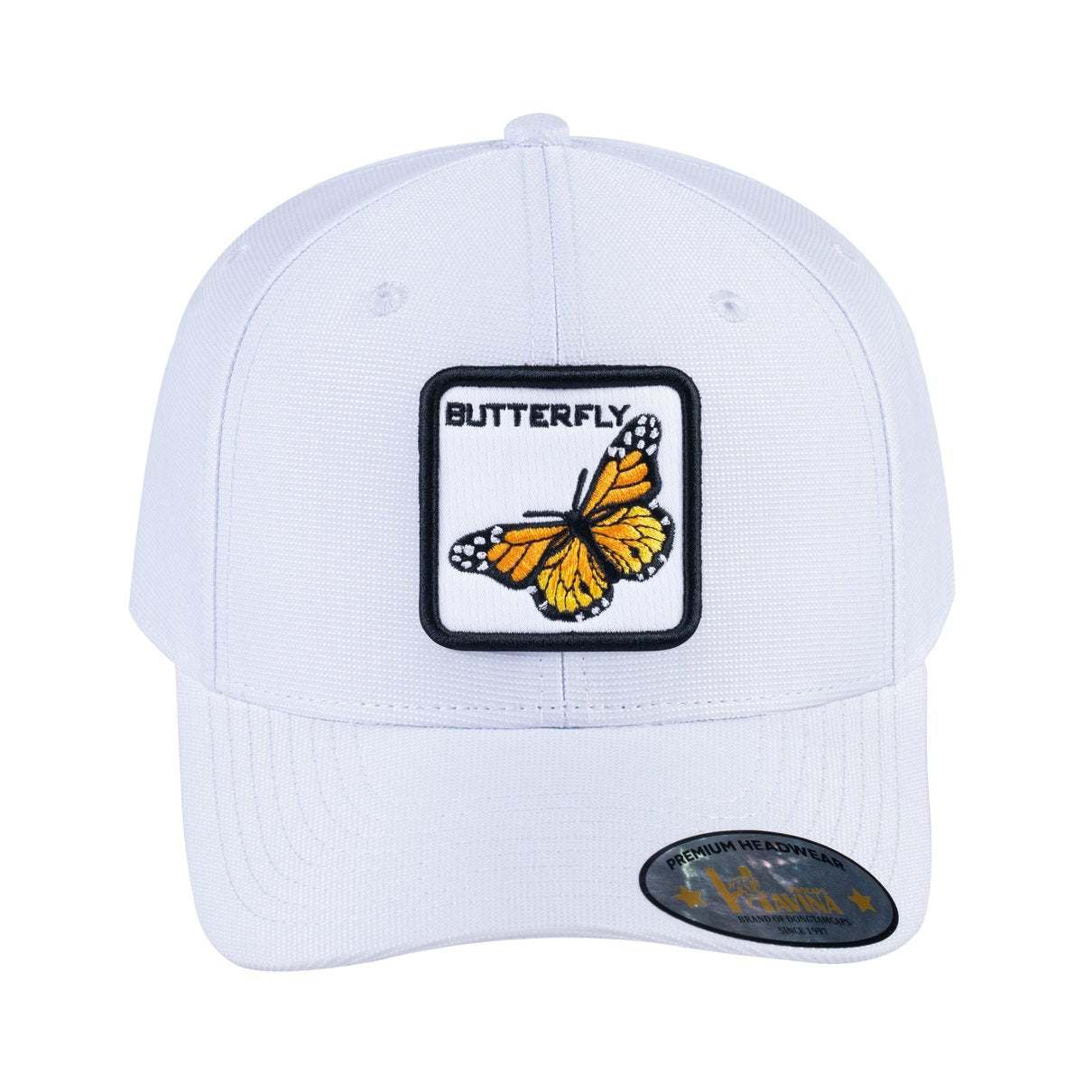 Butterfly V2 6-Panel Baseball Cap with White front and White back