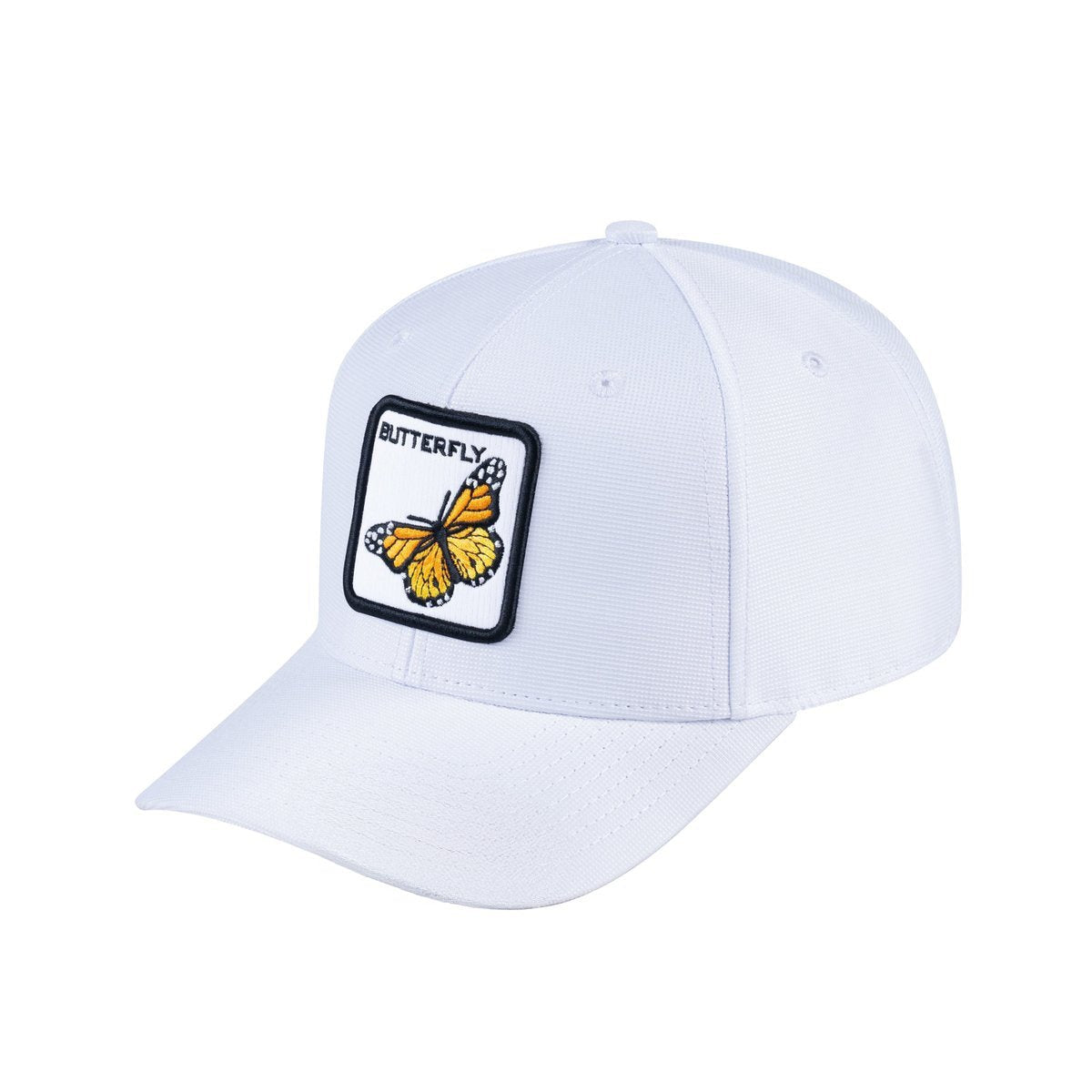 Butterfly V2 6-Panel Baseball Cap with White front and White back