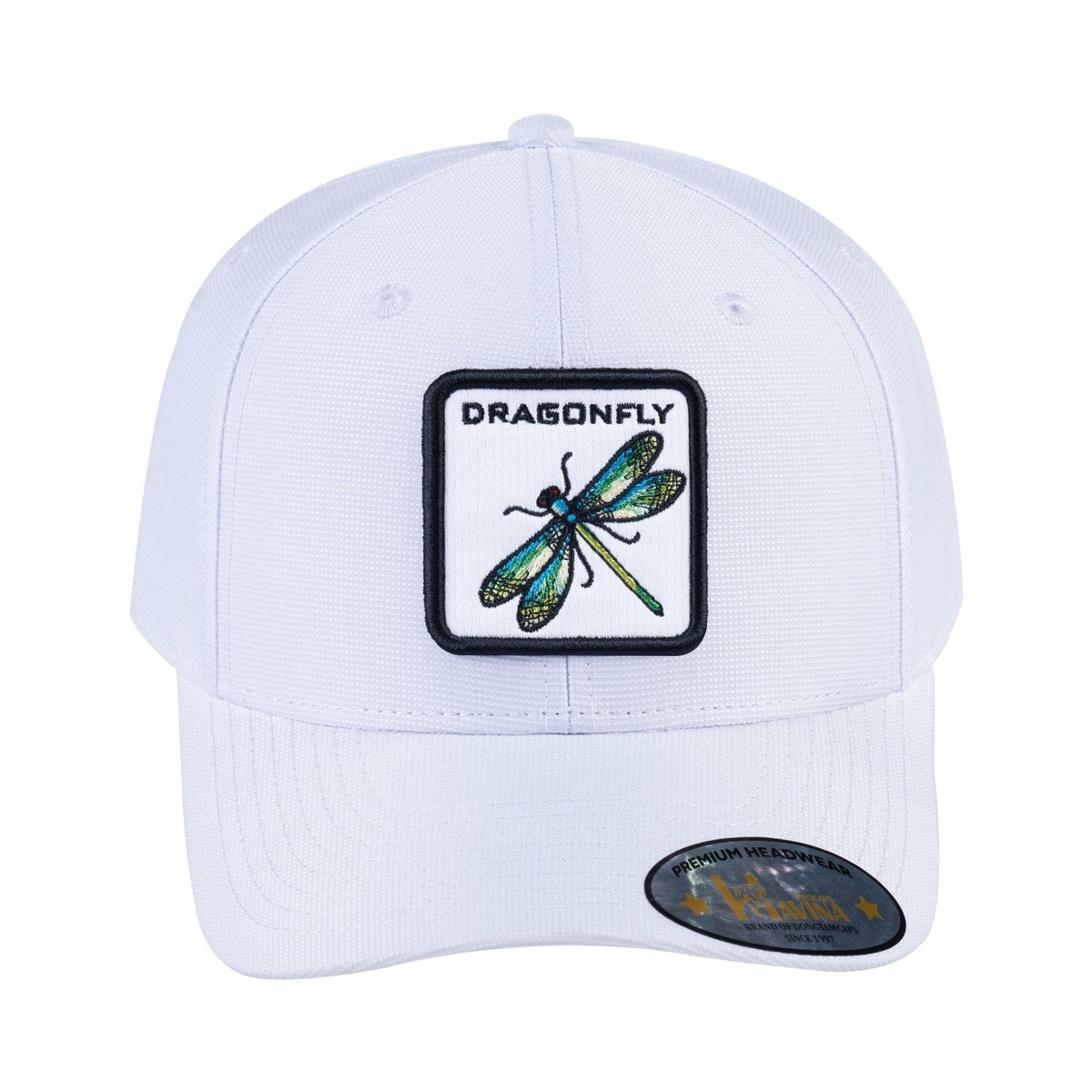Dragonfly V2 6-Panel Baseball Cap with White front and White back