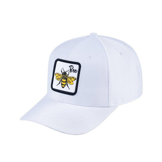 Bee V2 6-Panel Baseball Cap with White front and White back