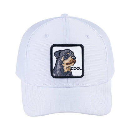 Dog V2 6-Panel Baseball Cap with White front and White back
