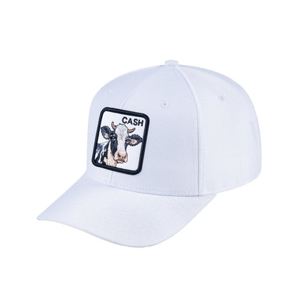 Cow V2 6-Panel Baseball Cap with White front and White back