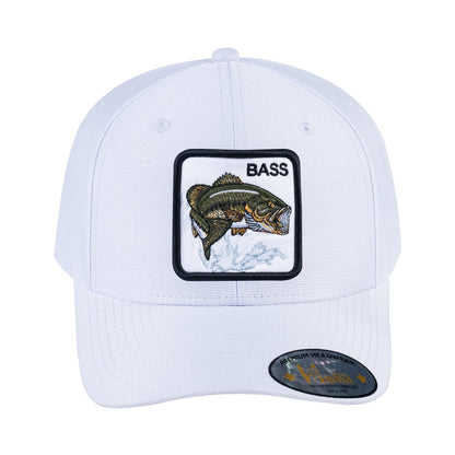 Bass V2 6-Panel Baseball Cap with White front and White back