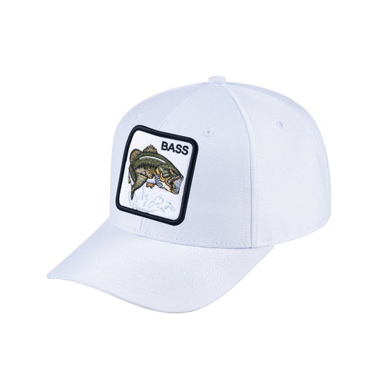 Bass V2 6-Panel Baseball Cap with White front and White back