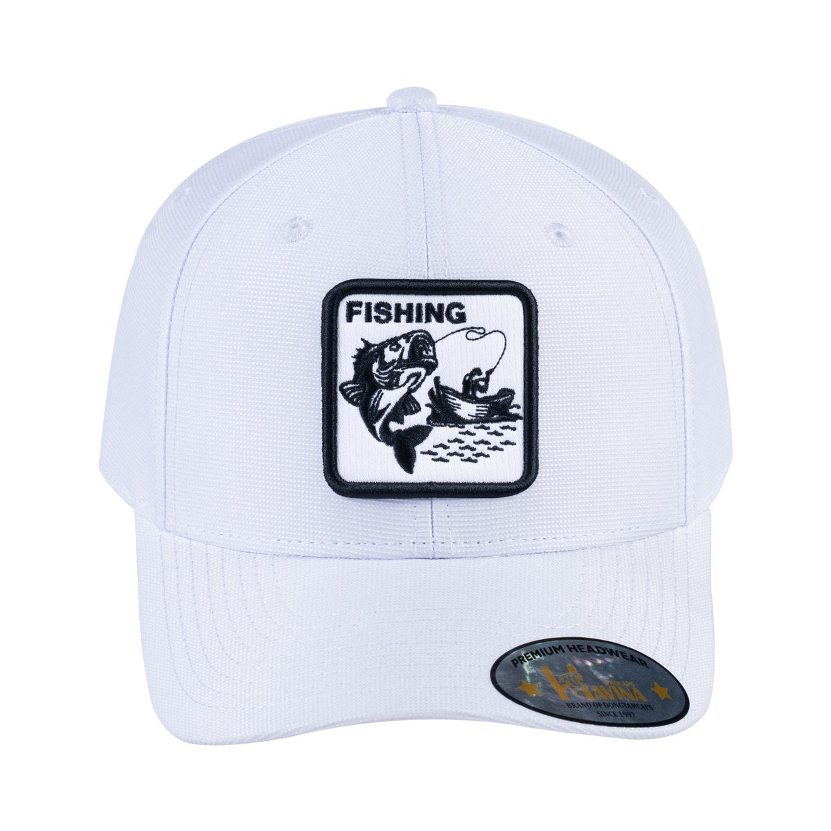 Fishing V2 6-Panel Baseball Cap with White front and White back