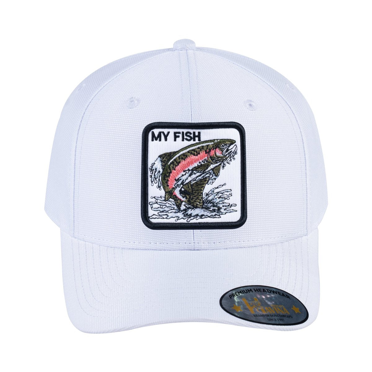 Salmon V2 6-Panel Baseball Cap with White front and White back