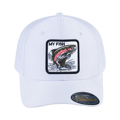 Salmon V2 6-Panel Baseball Cap with White front and White back