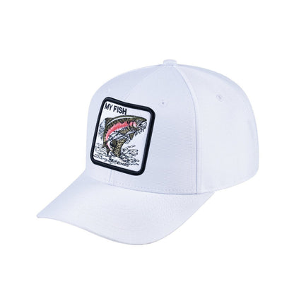 Salmon V2 6-Panel Baseball Cap with White front and White back
