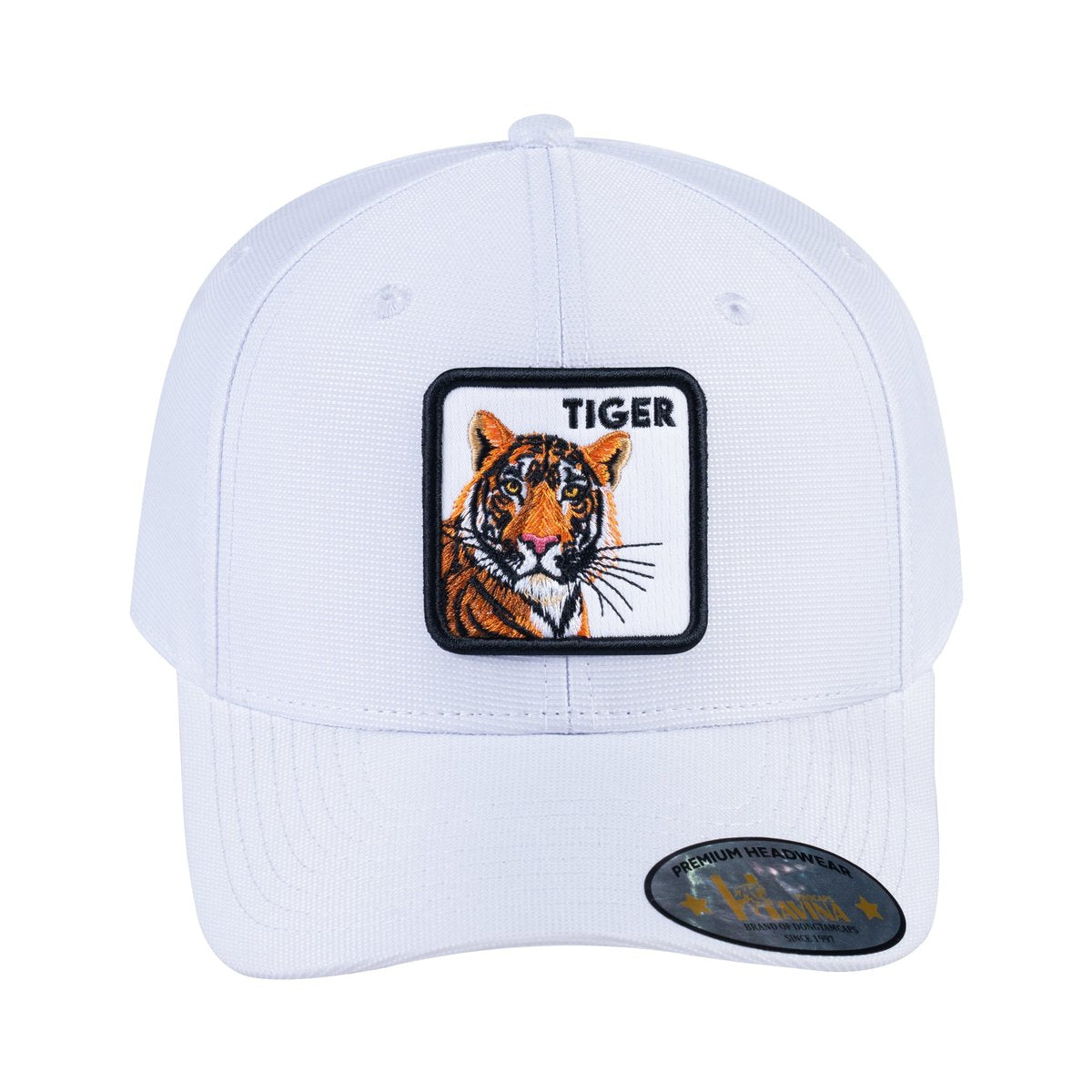 Tiger V2 6-Panel Baseball Cap with White front and White back