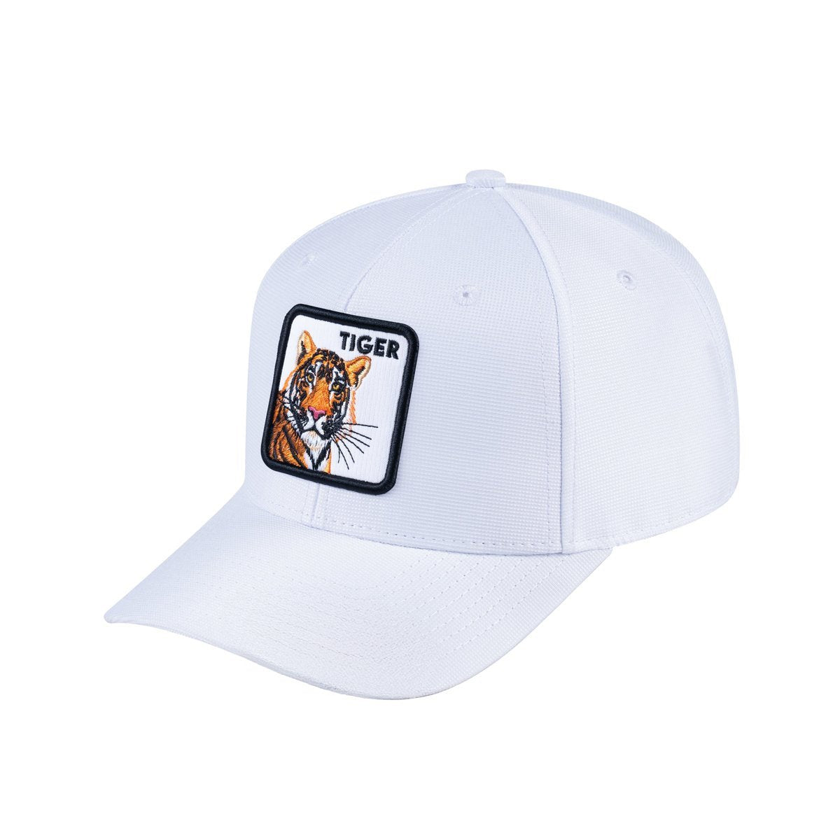 Tiger V2 6-Panel Baseball Cap with White front and White back