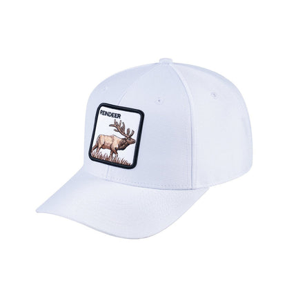 Reindeer V2 6-Panel Baseball Cap with White front and White back