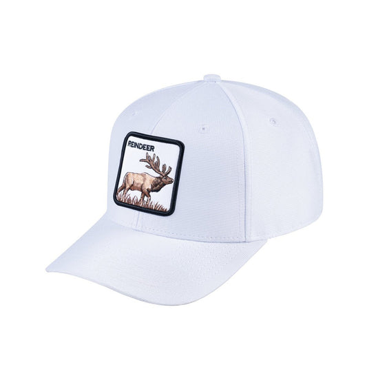 Reindeer V2 6-Panel Baseball Cap with White front and White back