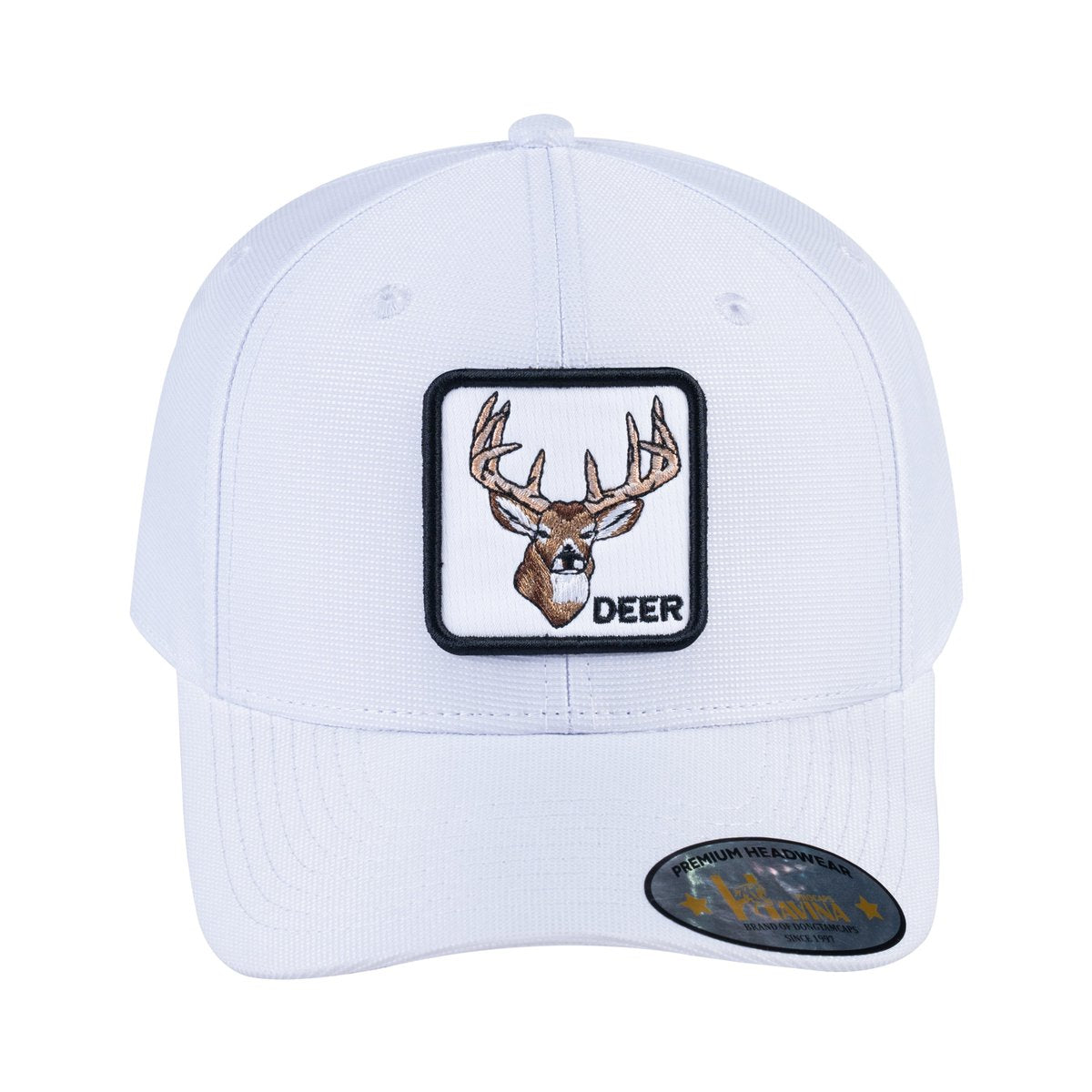 Deer V2 6-Panel Baseball Cap with White front and White back