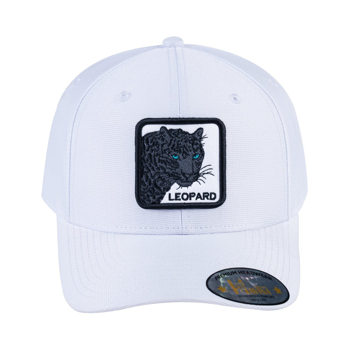 Leopard V2 6-Panel Baseball Cap with White front and White back
