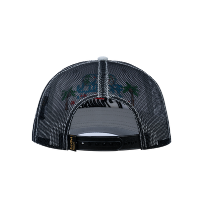 Embroidered Family Cruise - Traveling - 6 Panel Trucker Hat - Light Gray/Black - Classic