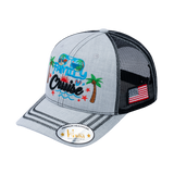 Embroidered Family Cruise - Traveling - 6 Panel Trucker Hat - Light Gray/Black - Zig Zag