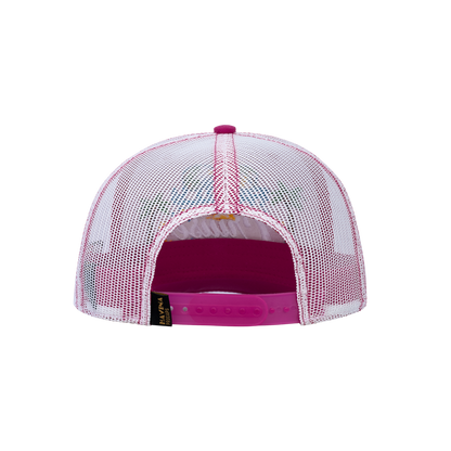Embroidered Family Cruise - Traveling - 6 Panel Trucker Hat - Pink/White - Zig Zag
