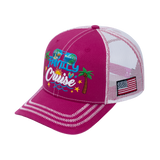 Family Cruise, Traveling 6-Panel Trucker Hat with Pink front and White back