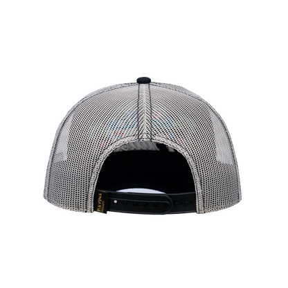 Embroidered Family Cruise - Traveling - 6 Panel Trucker Hat - Black/Beige - Zig Zag
