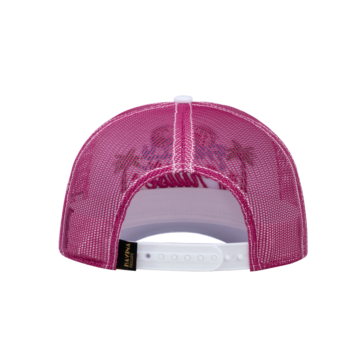 Embroidered Family Cruise - Traveling - 6 Panel Trucker Hat - White/Pink - Classic