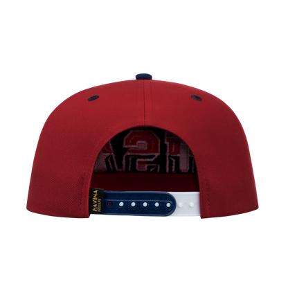 Classic US American Flag 6-Panel Snapback Flat Bill Baseball Cap with Red front and Red back