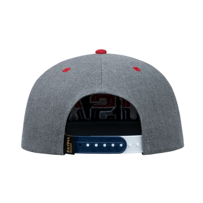 Embroidered Classic US American Flag - 6 Panel Snap Baseball Cap - Light Grey