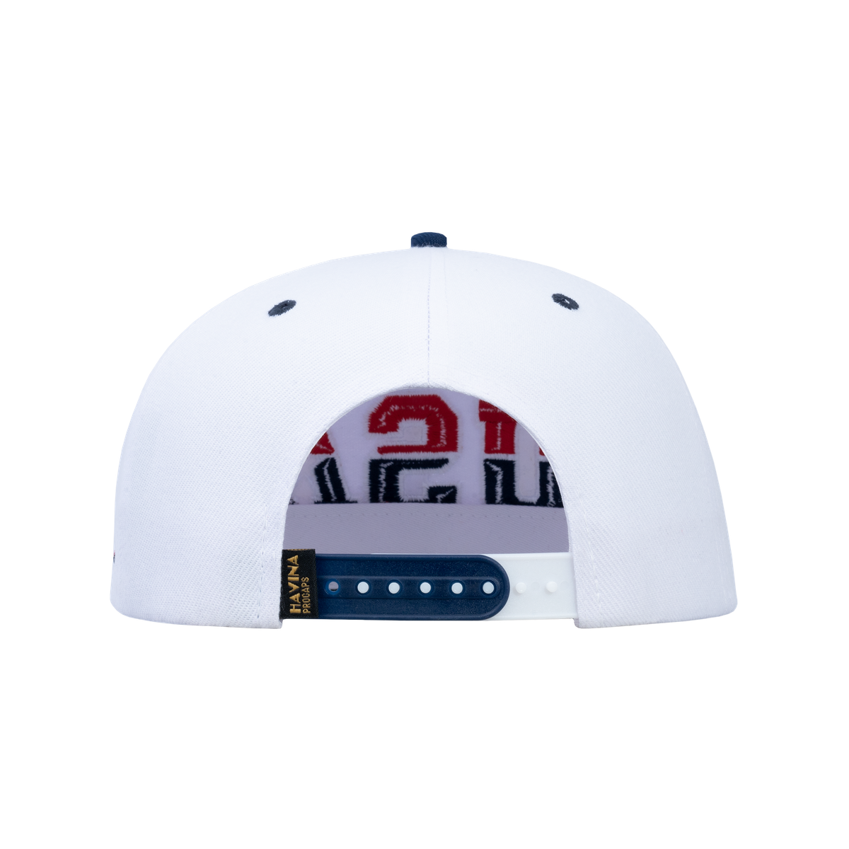 Embroidered Classic US American Flag - 6 Panel Snap Baseball Cap - White