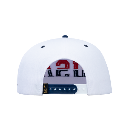 Embroidered Classic US American Flag - 6 Panel Snap Baseball Cap - White