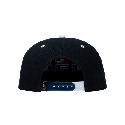 Classic US American Flag 6-Panel Snapback Flat Bill Baseball Cap with Black front and Black back