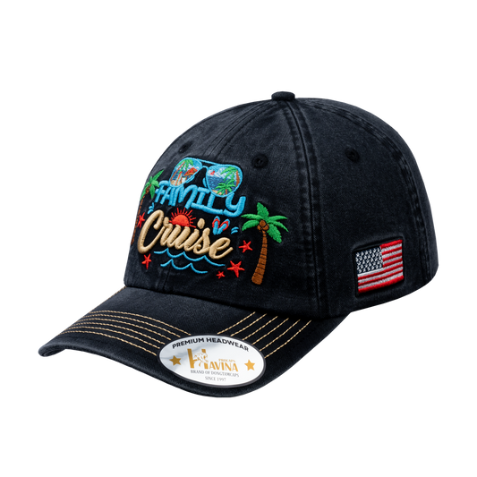 Embroidered Family Cruise - Traveling - 6 Panel Baseball Cap - Black - Classic