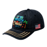 Family Cruise, Traveling 6-Panel Baseball Cap with Black front and Black back