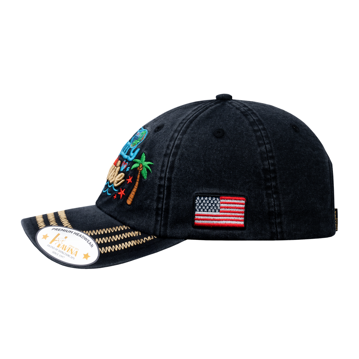 Embroidered Family Cruise - Traveling - 6 Panel Baseball Cap - Black - Zig Zag