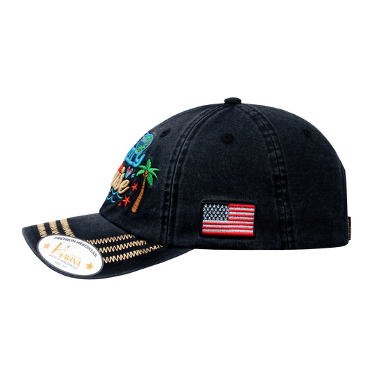Embroidered Family Cruise - Traveling - 6 Panel Baseball Cap - Black - Zig Zag