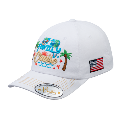Embroidered Family Cruise - Traveling - 6 Panel Baseball Cap - White - Classic