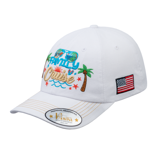 Embroidered Family Cruise - Traveling - 6 Panel Baseball Cap - White - Classic