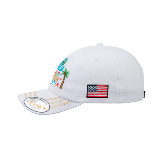 Embroidered Family Cruise - Traveling - 6 Panel Baseball Cap - White - Zig Zag
