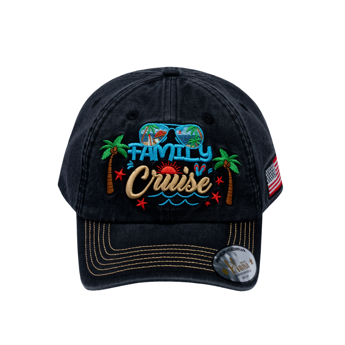 Embroidered Family Cruise - Traveling - 6 Panel Baseball Cap - Black - Classic