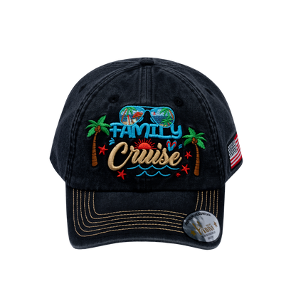 Embroidered Family Cruise - Traveling - 6 Panel Baseball Cap - Black - Classic